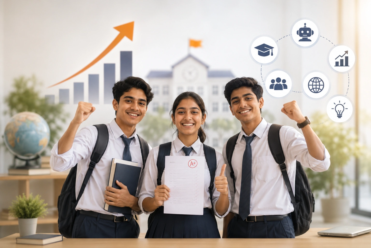 Students getting better CBSE Board/JEE/CUET results with more employability skills illustration